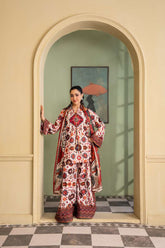 Maria Osama Khan - Georgette & Tissue Silk Daisy Suit For Women - offwhite - 3 Piece