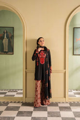 Maria Osama Khan - Georgette & Tissue Silk Fiora Suit For Women - black - 3 Piece