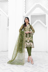 Laleen - Onyx Organza Suit For Women - Green - 3 Piece