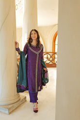 Omal by Komal - Zayna - Purple - Munar Line & Maysuri - 3 Piece