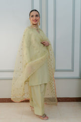 Fozia Khalid - PISTACHIO Green - Silk & Organza - 3 Piece