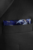 Black Wolf - BLUE EYE EAGLE SILK POCKET SQUARE - BLUE - SILK - 1 Piece