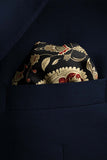 Black Wolf - IKAT ETHNIC SILK POCKET SQUARE - BLACK - SILK - 1 Piece