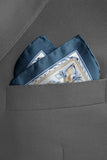 Black Wolf - LUXURY ARABIC SILK POCKET SQUARE - Feather Grey - SILK - 1 Piece