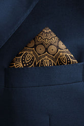 Black Wolf - BLACK AND GOLD ORNAMENT SILK POCKET SQUARE - BLACK - SILK - 1 Piece