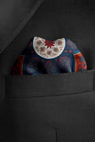 Black Wolf - ROYAL AJRAK SILK POCKET SQUARE - Navy Blue - SILK - 1 Piece