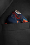 Black Wolf - ROYAL AJRAK SILK POCKET SQUARE - Navy Blue - SILK - 1 Piece