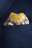Black Wolf - ARABESQUE VINTAGE FLORAL SILK POCKET SQUARE - WHITE - SILK - 1 Piece