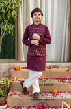 Cheeco Chic - Cotton Silk Waistcoat For Boy - Plum - 1 Piece