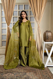 Laleen - Parsa Katan Silk Suit For Women - Olive Green - 3 Piece