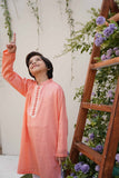 Hummingbirds - Rosy Apricot Embroidered Kurta For Boy