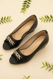 Milli Shoes - Peep Toe Wedge Heel - Black