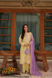 Omal by Komal - Leena - Lemon Yellow - Lawn & Chiffon - 3 Piece