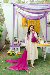 Omal by Komal - Samar - Cream Dobby - 3 Piece