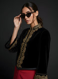 Maheen Khan - Imperial Silk Velvet Jacket For Women - Black - 1 Piece