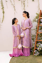 Hummingbirds - Magenta & Purple Orchid Embroidered Dress For Girl