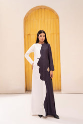 Anayra Amal - Poly Raw Silk Nia Mia Embroidered Shirt For Women - Black & White - 1 Piece