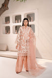 Anayra Amal - Organza Afsaneh Embroidered Suit For Women - Powder Peach - 3 Piece