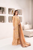 Anayra Amal - Soft Paper Silk Malhaar Embroidered Suit For Women - Gold Mustard - 3 Piece