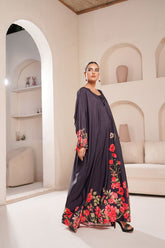 Anayra Amal - Poly Raw Silk Crimson Printed Shirt For Women - Black - 1 Piece