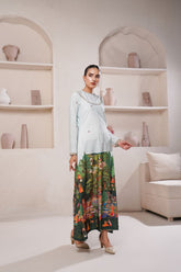Anayra Amal - Poly Raw Silk Taana Baana Printed Shirt For Women - Green - 1 Piece