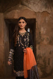 Wabi Sabi By Zehra - Kaif - Black & Orange - Raw Silk - 3 Piece - Studio by TCS