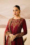 Fozia Khalid - Zohra - Maroon - Silk - 3 Piece