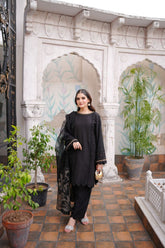 Fozia Khalid - RAVEN - Black - Silk & Organza - 3 Piece