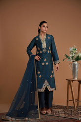 Shamaeel - RF-04 - Sheesha Silk & Net - 3 Piece