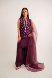 Leon -Midnight Orchid Tassle Silk Suit For Women - Purple - 3 Piece