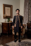 Nilofer Shahid - Dark Onyx - Pure raw- Silk Embroidered Cotton - 3 Piece - Studio by TCS