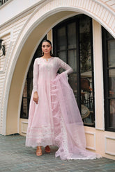Reema Ahsan - Rea - Cotton Net & Organza - Powder Pink - 3 Piece