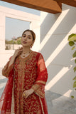 Laleen - Red Jewel Organza Suit For Women - Red - 3 Piece