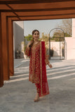 Laleen - Red Jewel Organza Suit For Women - Red - 3 Piece
