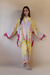 Sania Maskatiya - Rene (B) - Crepe , Crepe - Lemon Yellow - 2 Piece
