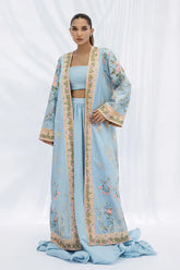Sania Maskatiya - Reyn Jamawar & Khaddi Silk Suit For Women - Ice Blue - 3 Piece