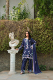 Reema Ahsan - Ria - Khadi Silk - Navy Blue - 3 Piece