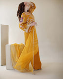 Ombrella - Sunshine Mustard Khaadi Net Suit For Women - 3 Piece