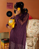 Ombrella - Velvet Hours Purple Lace knit Dress For Women - 2 Piece