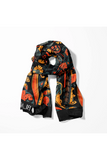 Black Wolf - ETHNIC ANTIQUE MEN SCARF - BLACK - SILK - 1 Piece