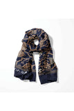 Black Wolf - LUXURY ROYAL PATTERN MEN SCARF - dark navy blue - SILK - 1 Piece