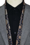 Black Wolf - LUXURY ROYAL PATTERN MEN SCARF - dark navy blue - SILK - 1 Piece