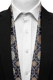 Black Wolf - LUXURY ROYAL PATTERN MEN SCARF - dark navy blue - SILK - 1 Piece