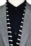 Black Wolf - BLACK STRIPES MEN SCARF - BLACK - SILK - 1 Piece