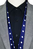Black Wolf - SMALL BLUE POLKA DOTS SCARF - blue - SILK - 1 Piece
