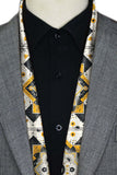 Black Wolf - ETHNIC ABSTRACT MEN SCARF - WHITE - SILK - 1 Piece