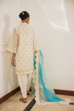 Shehrnaz - Eira - SHK-1491 - Off-White - Banarsi Paper Cotton - Kurta Set 3 Pcs - 3 Piece