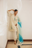 Shehrnaz - Eira - SHK-1491 - Off-White - Banarsi Paper Cotton - Kurta Set 3 Pcs - 3 Piece