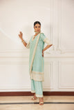 Shehrnaz - Nysa - SHK-1492 - Mint Green - Korean Silk - Kurta Set 3 Pcs - 3 Piece