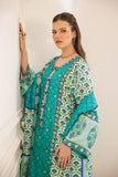 Shehrnaz - Orla - Kaftan - SHK-1495 - Off-White & Mint Green - Pure Medium Silk - Kaftan - 3 Piece